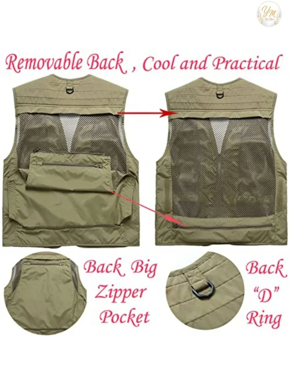 Men's Lightweight Multi Pocket Cargo Vest Jacket Outdoor Travel